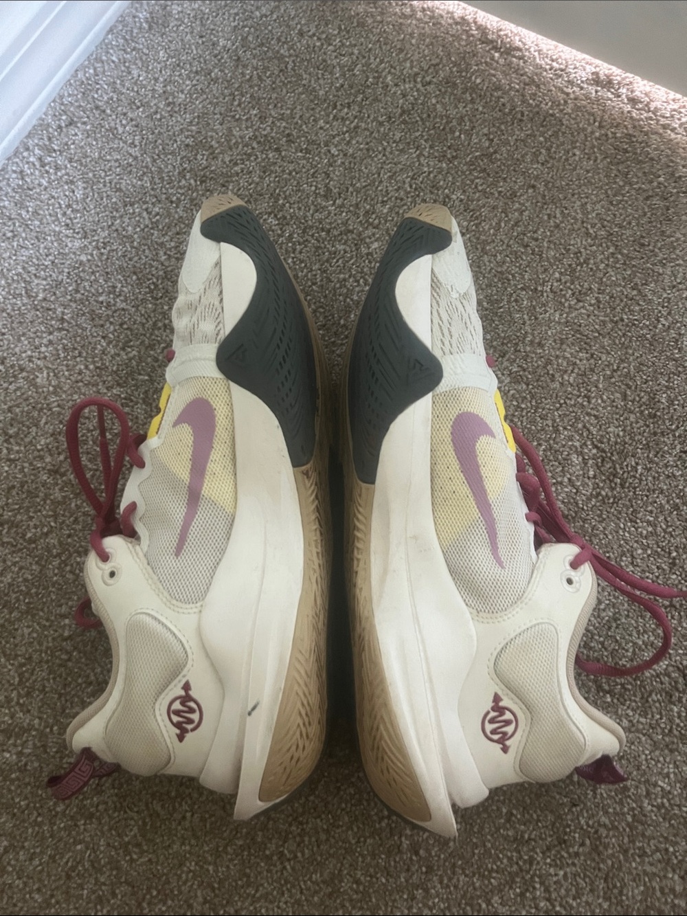 Nike Cream and Burgundy Athletic Sneakers - Picture 3 of 5